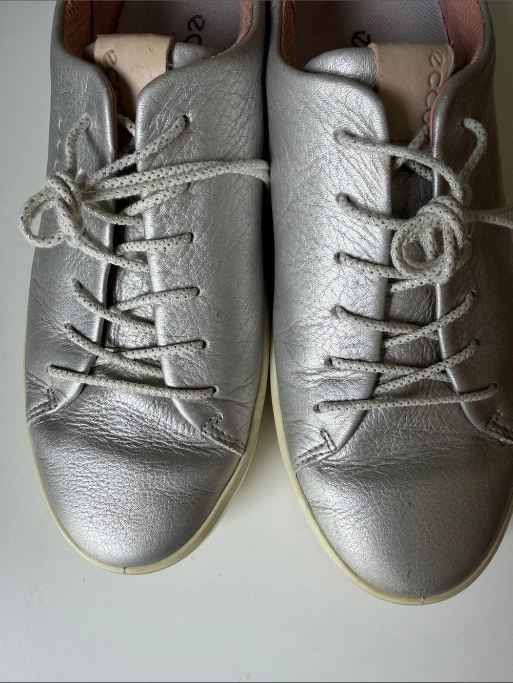 ECCO Golf Tray HYDROMAX Spikeless Golf Shoes Silver Leather Extra Width size 8